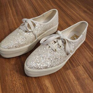 Bridal Platform Glitter Keds Size 6